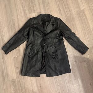 Black Leather Trench Coat